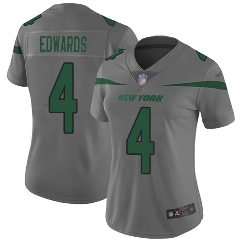 New York Jets Limited Gray Women Lac Edwards Jersey NFL Football #4 Inverted Legend